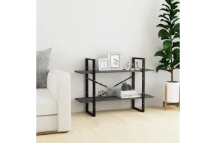 Bibliothèque à 2 niveaux Gris 100x30x70 cm Bois de pin massif