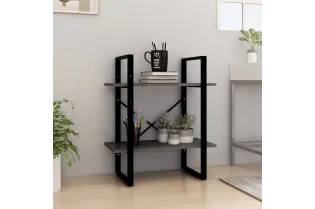 Bibliothèque à 2 niveaux Gris 60x30x70 cm Bois de pin massif