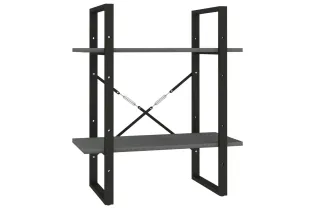 Bibliothèque à 2 niveaux Gris 60x30x70 cm Bois de pin massif 2