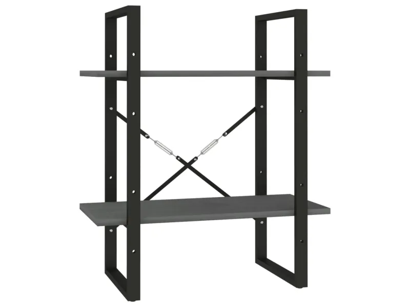 Bibliothèque à 2 niveaux Gris 60x30x70 cm Bois de pin massif