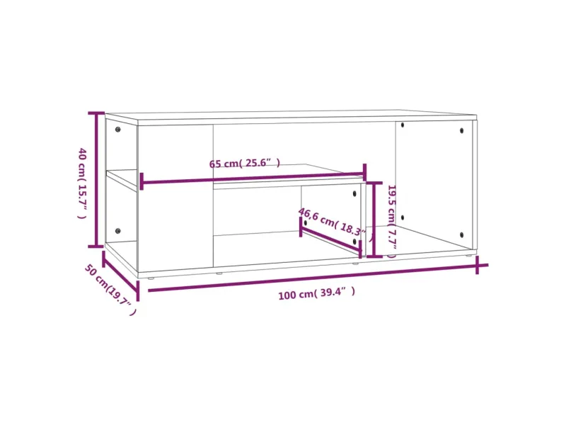 Table basse Chêne fumé 100x50x40 cm 