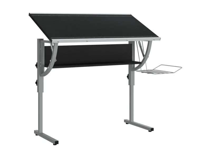 Bureau d'artisanat noir et gris 110x53x(58-87) cm