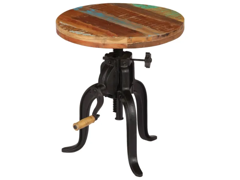 Table d'appoint 45x (45-62) cm Bois de récupération et fonte