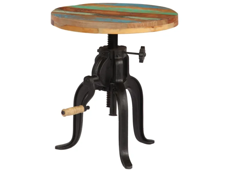 Table d'appoint 45x (45-62) cm Bois de récupération et fonte