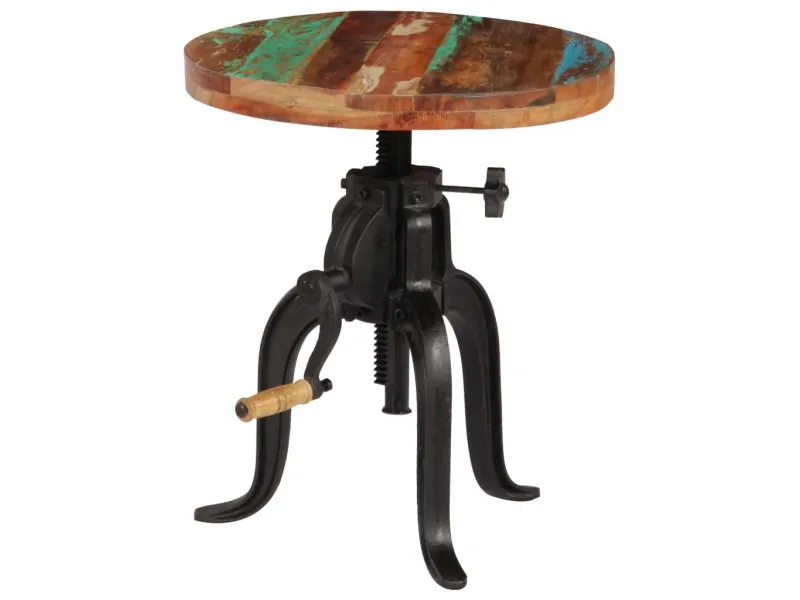 Table d'appoint 45x (45-62) cm Bois de récupération et fonte