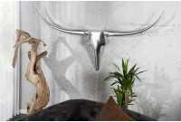 Trophée mural 125 cm Tête de taureau argenté