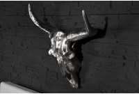 Trophée mural Crâne de taureau en aluminium argenté