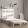 Tête de lit murale Blanc 126x3x91,5 cm Bois massif de pin