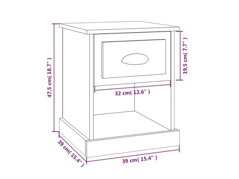 Tables de chevet 2 pcs blanc brillant 39x39x47,5 cm
