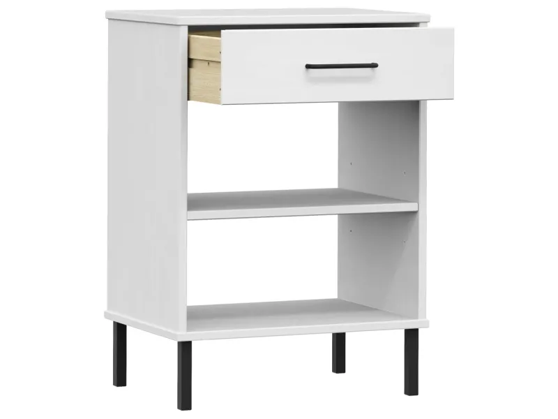 Armoire console avec pieds en métal Blanc Bois pin massif OSLO