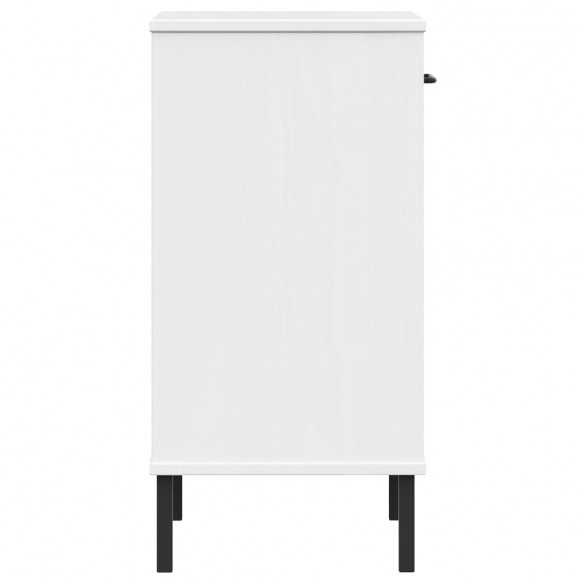 Armoire console avec pieds en métal Blanc Bois pin massif OSLO