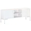 Meuble TV Blanc 115x30x46 cm Bois massif de manguier