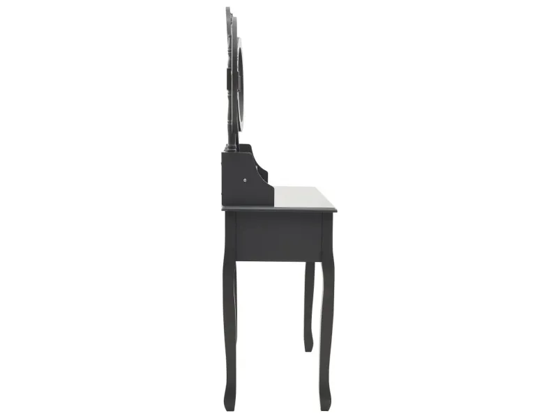 Coiffeuse avec tabouret et miroir pliable en 3 Gris