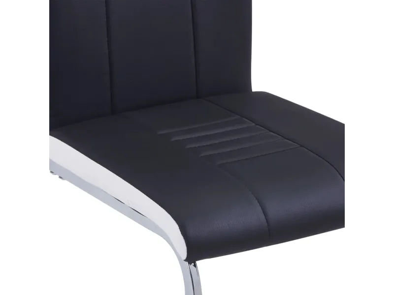 Chaises à manger cantilever lot de 2 noir similicuir