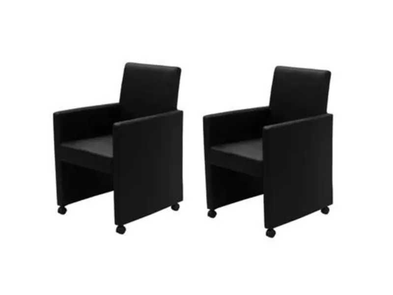 Chaises à manger lot de 2 noir similicuir
