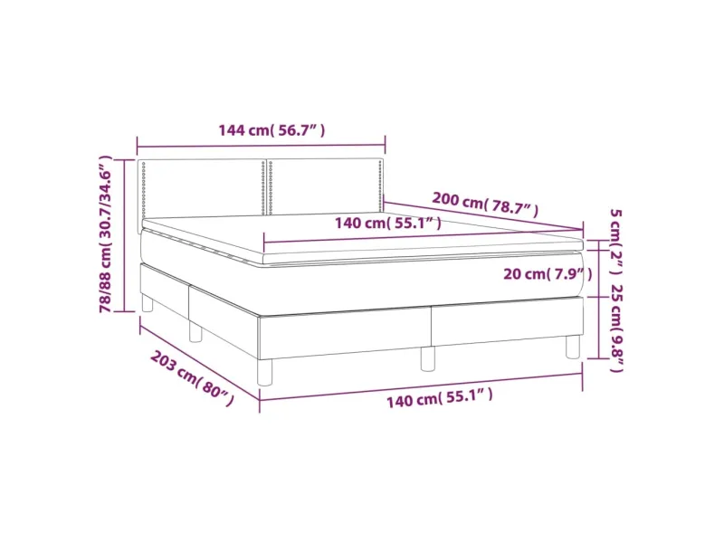 cadre de lit avec matelas Noir 140x200 cm Similicuir