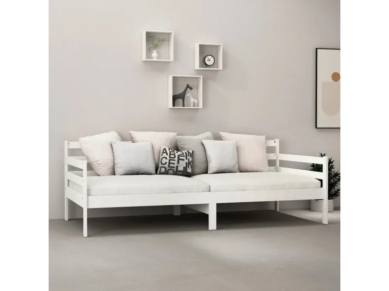 Lit de jour Blanc 90x200 cm Bois de pin massif