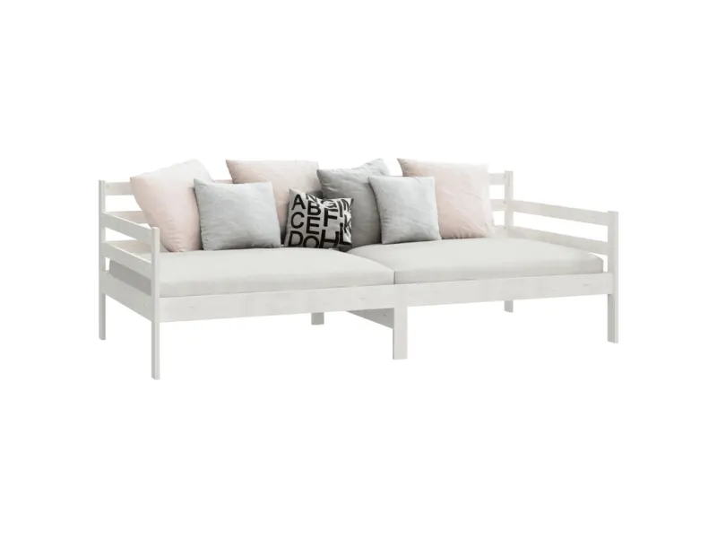 Lit de jour Blanc 90x200 cm Bois de pin massif