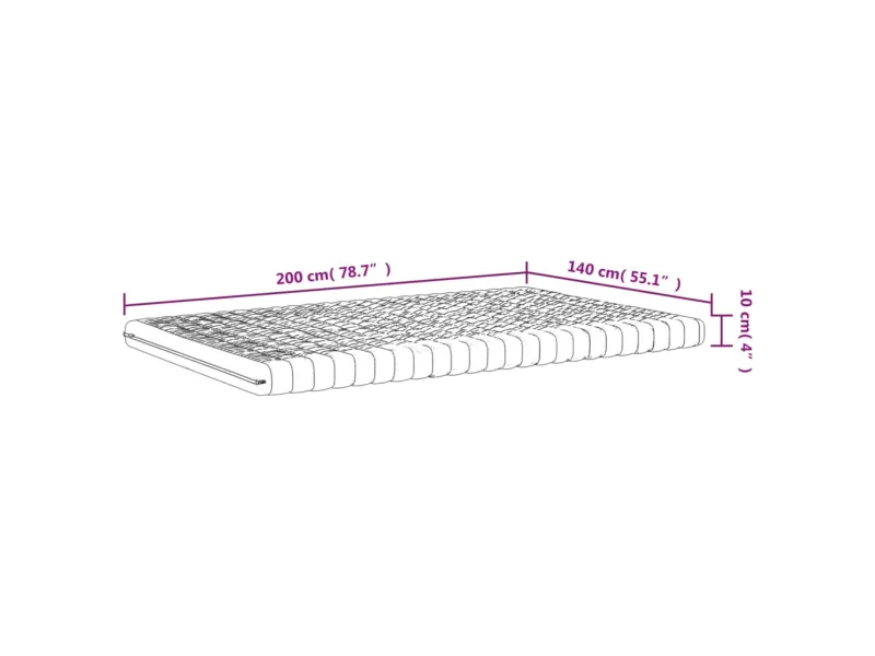 Matelas en mousse blanc 140x200 cm 7 zones dureté 20 ILD