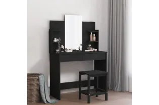 Coiffeuse avec miroir noir 96x39x142 cm