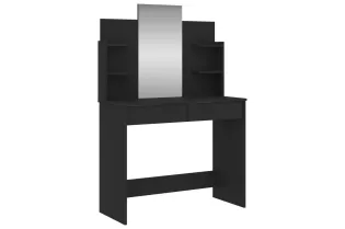 Coiffeuse avec miroir noir 96x39x142 cm 2