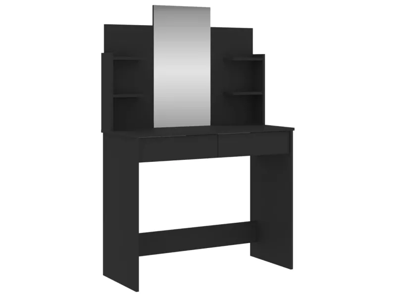 Coiffeuse avec miroir noir 96x39x142 cm
