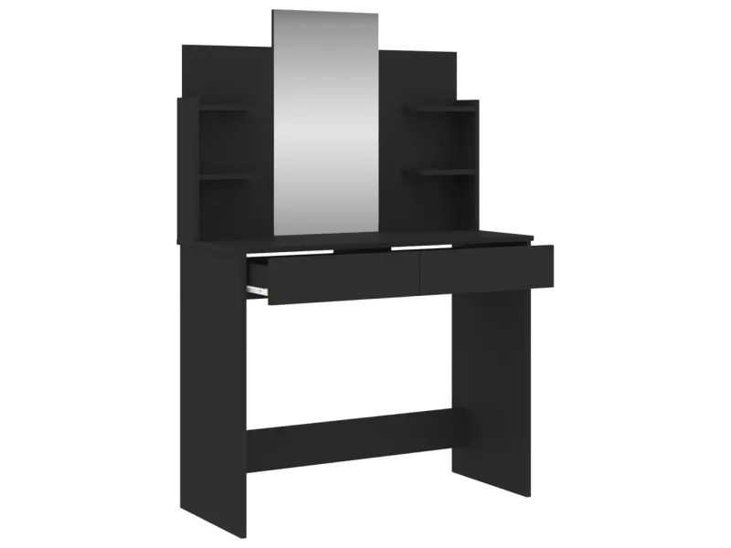 Coiffeuse avec miroir noir 96x39x142 cm