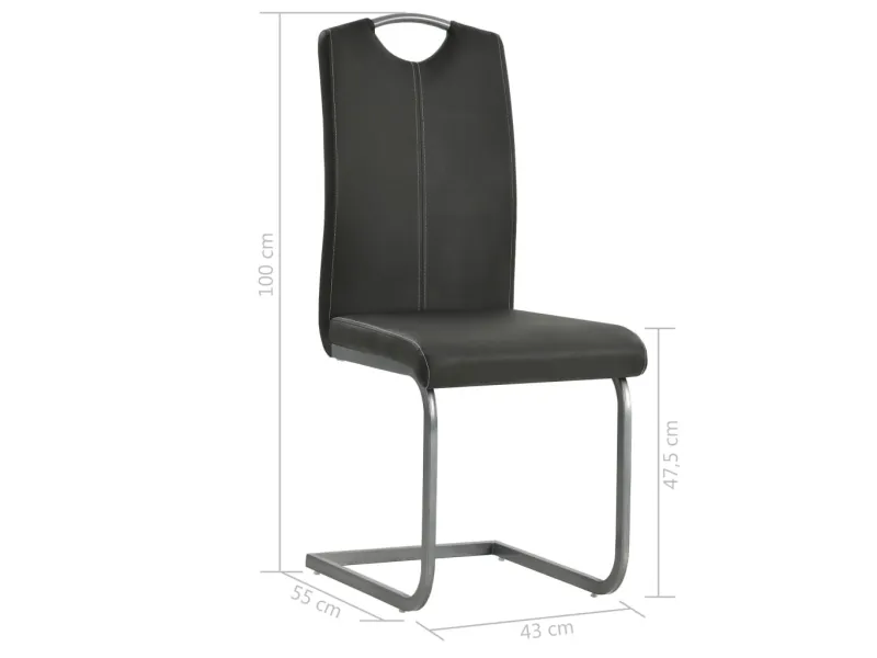 Chaises à manger cantilever lot de 2 gris similicuir