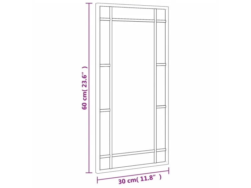 Miroir mural noir 30x60 cm rectangulaire fer