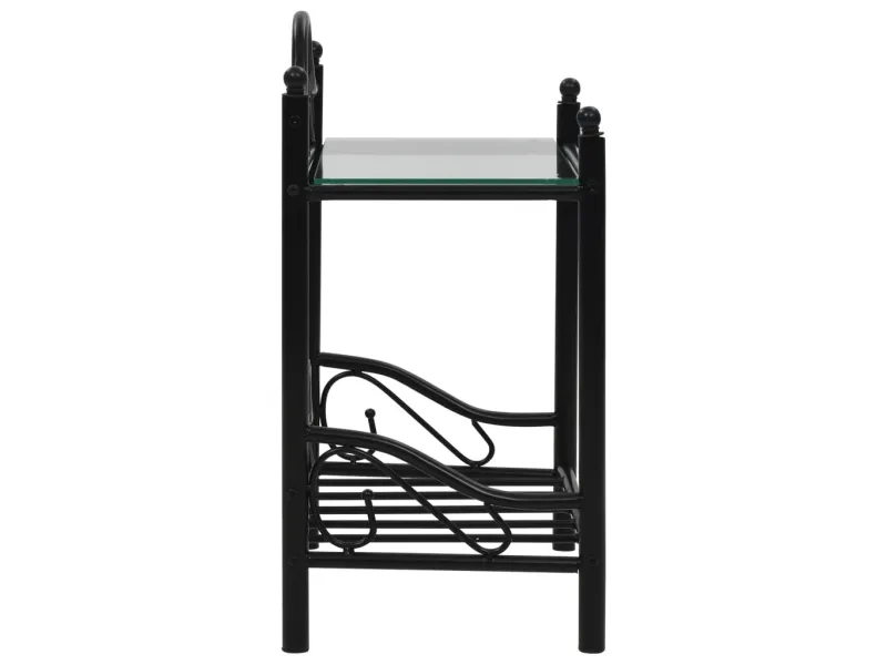 Table de chevet 2 pcs Acier et verre trempé 45x30,5x60 cm Noir