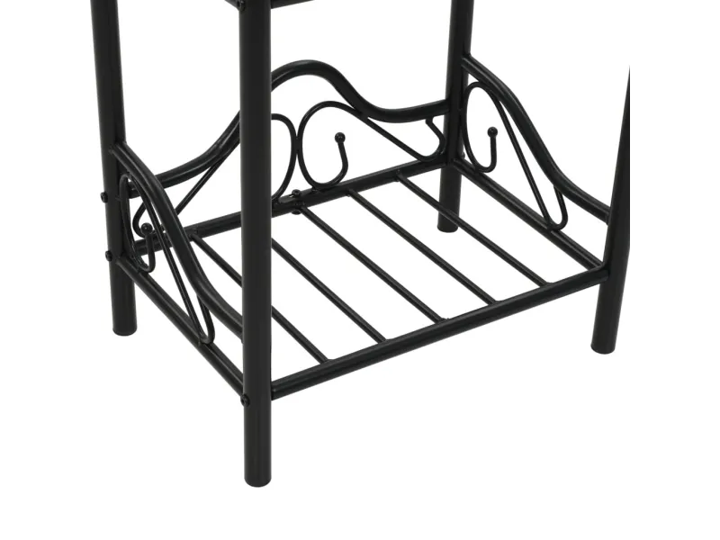 Table de chevet 2 pcs Acier et verre trempé 45x30,5x60 cm Noir