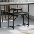 Banc à manger noir 62x32x45 cm acier et similicuir