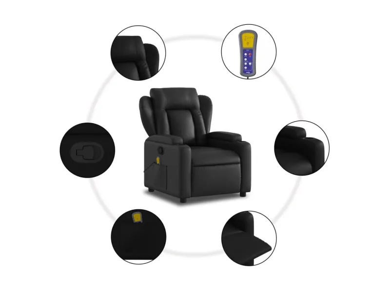 Fauteuil de massage inclinable Noir Similicuir