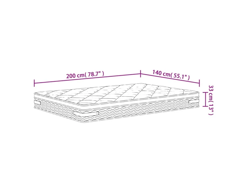 Matelas à ressorts ensachés moyen plus 140x200 cm