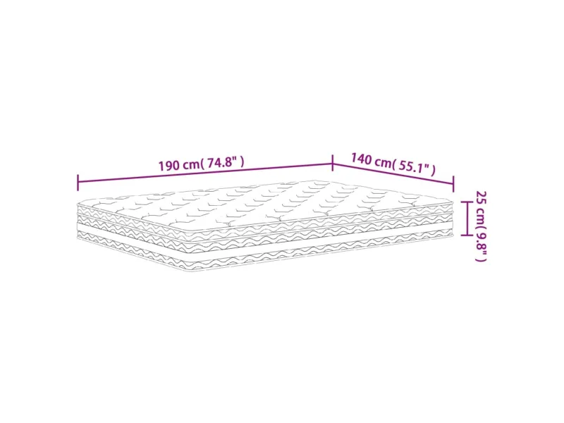 Matelas à ressorts ensachés moyen 140x190 cm