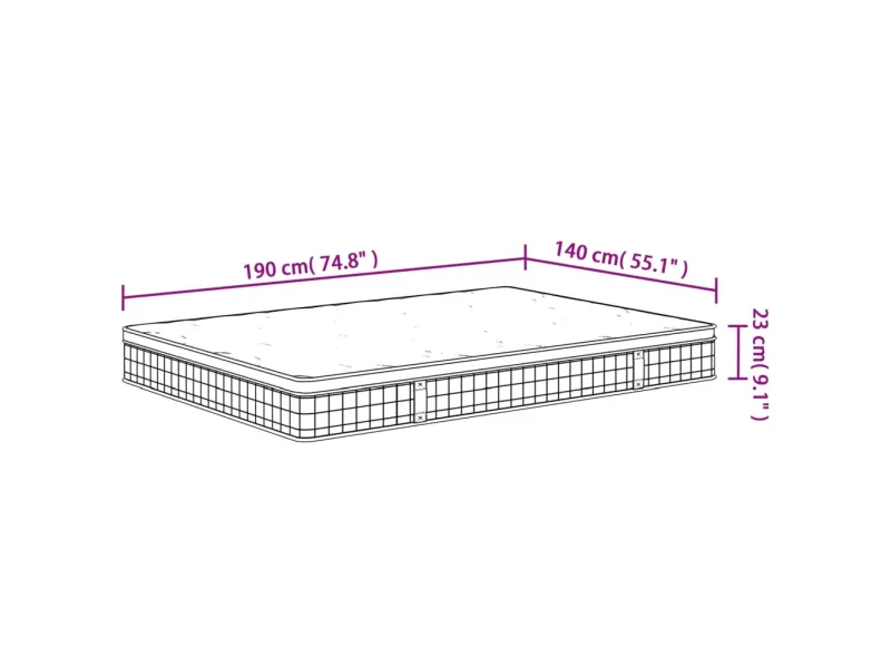 Matelas à ressorts bonnell moyen 140x190 cm