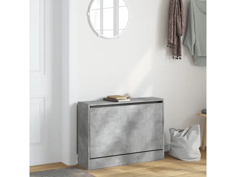 Armoire à chaussures gris béton 80x21x57 cm bois d'ingénierie