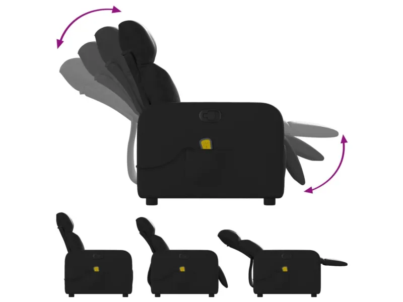 Fauteuil de massage inclinable Noir Similicuir