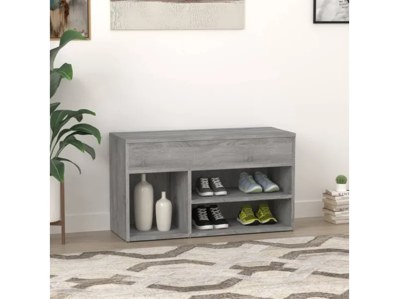 Banc à chaussures Sonoma gris 80x30x45 cm Bois d'ingénierie