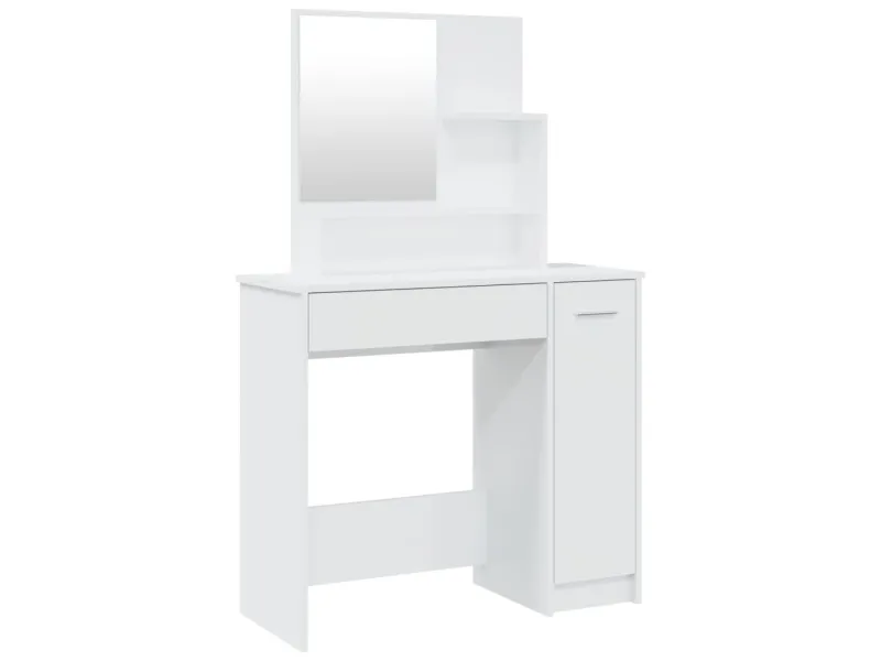 Coiffeuse avec miroir Blanc brillant 86,5x35x136 cm