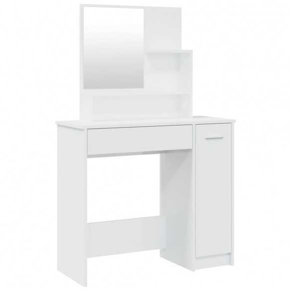 Coiffeuse avec miroir Blanc brillant 86,5x35x136 cm