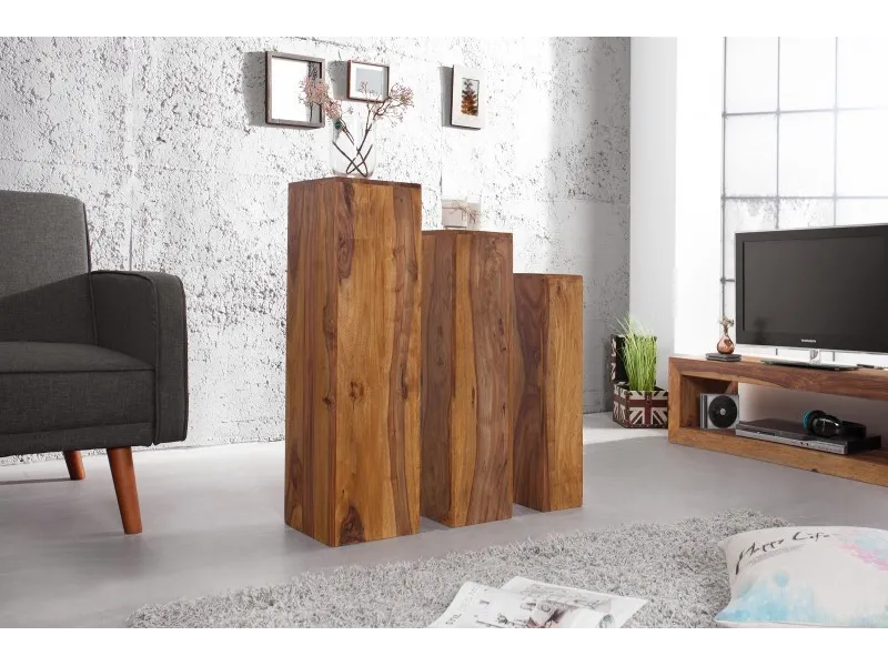 Colonnes décoratives de couleur naturelle en bois massif de palissandre