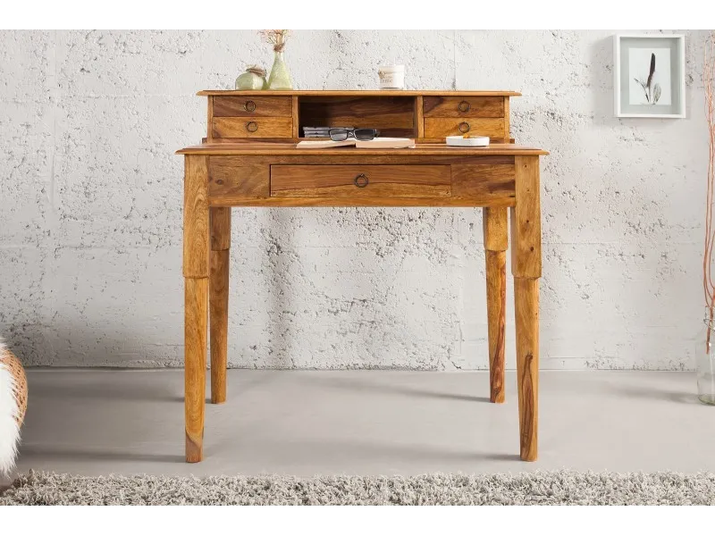 Bureau de 90 cm moderne avec rangement en bois massif