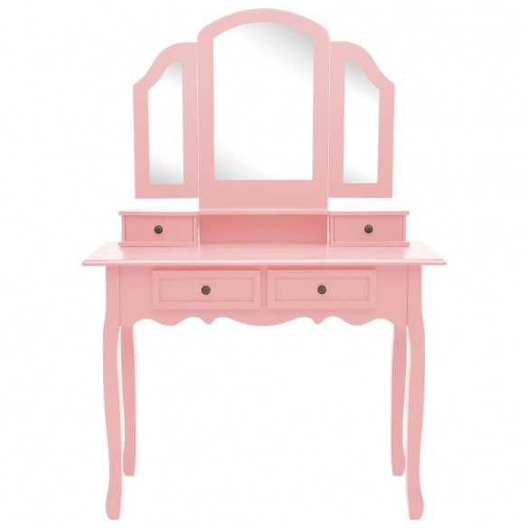 Ensemble de coiffeuse et tabouret Rose 100x40x146 cm Paulownia