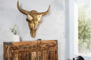 Déco tête de taureau Matador 56cm mosaïque dorée 2