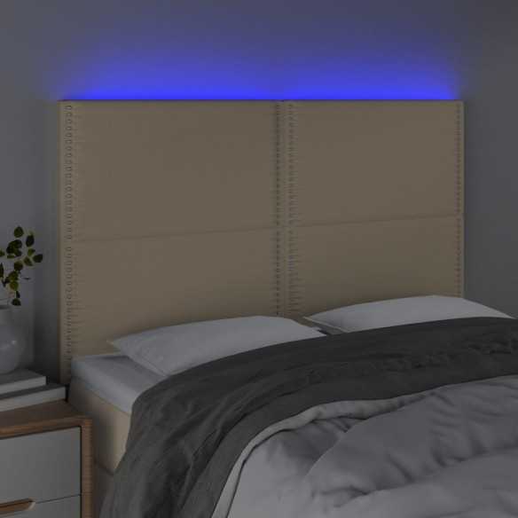 Tête de lit à LED Crème 144x5x118/128 cm Tissu