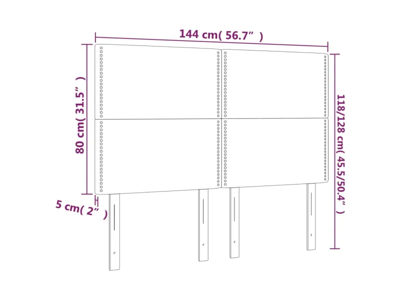 Tête de lit à LED Crème 144x5x118/128 cm Tissu