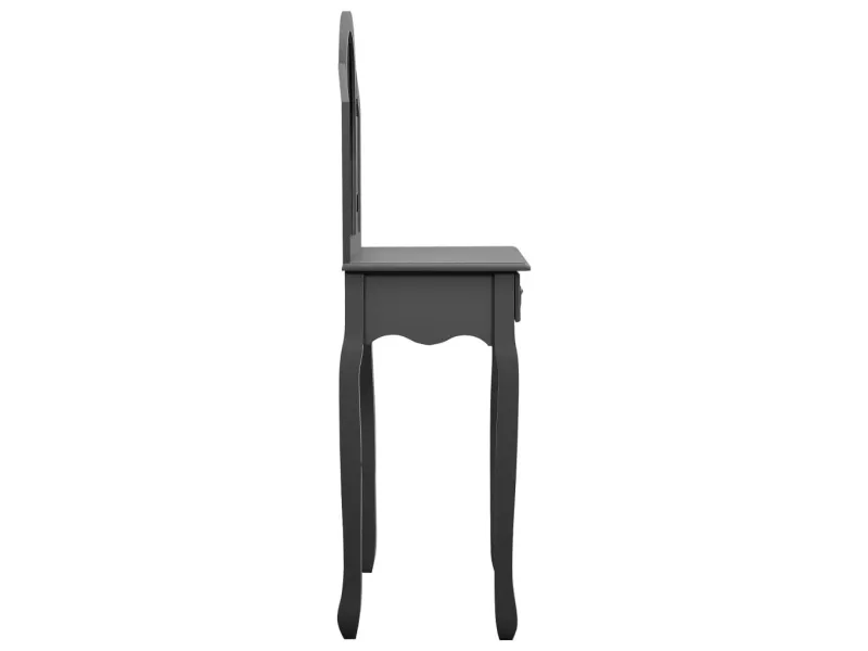 Coiffeuse et tabouret Gris 65x36x128 cm Bois de paulownia MDF