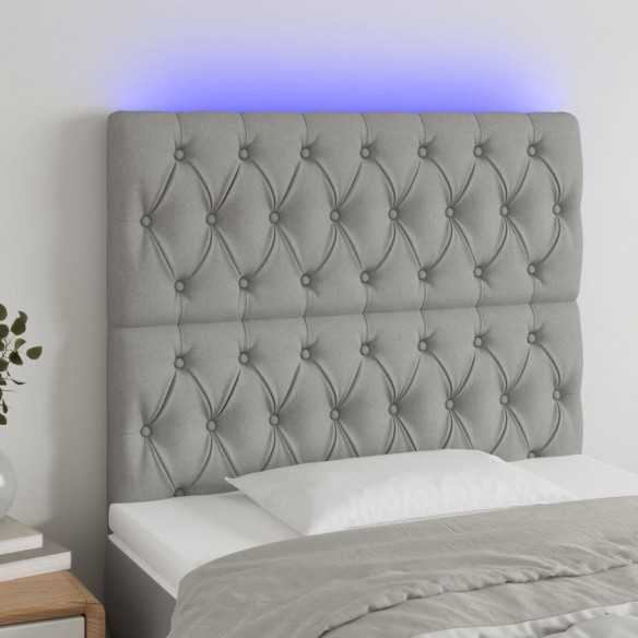 Tête de lit à LED Gris clair 90x7x118/128 cm Tissu