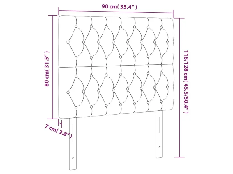 Tête de lit à LED Gris clair 90x7x118/128 cm Tissu